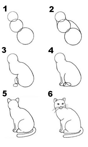 dessin facile chat assis