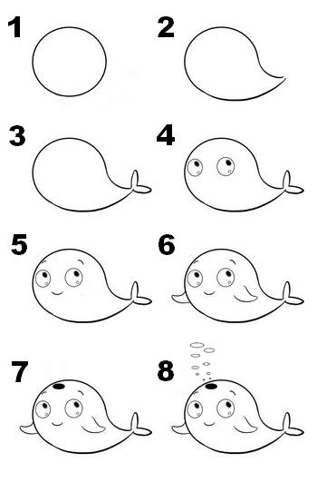 Dessin facile à faire baleine